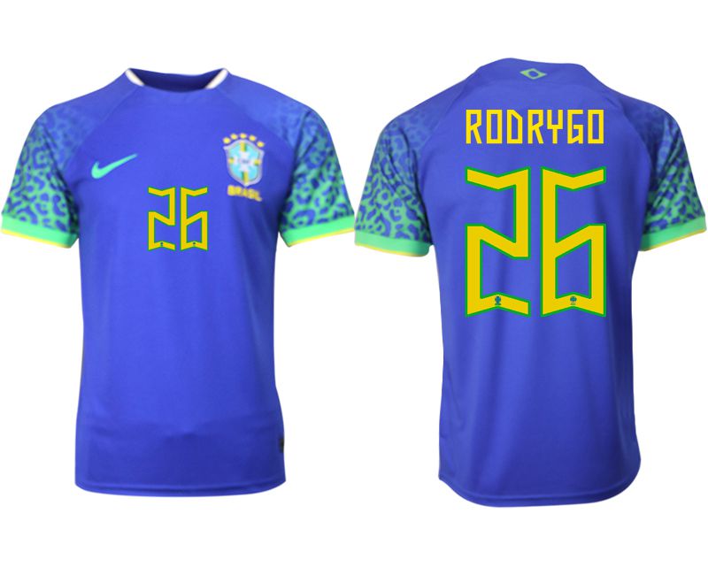 Men 2022 World Cup National Team Brazil away aaa version blue #26 Soccer Jersey